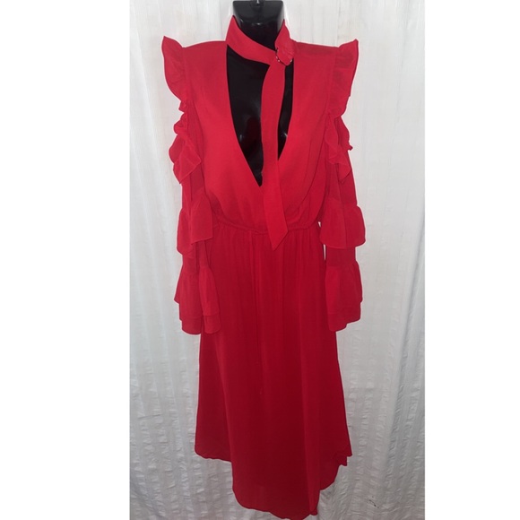 NEW With Tags Red Ruffle Maxi Dress, Size Small - Picture 1 of 7